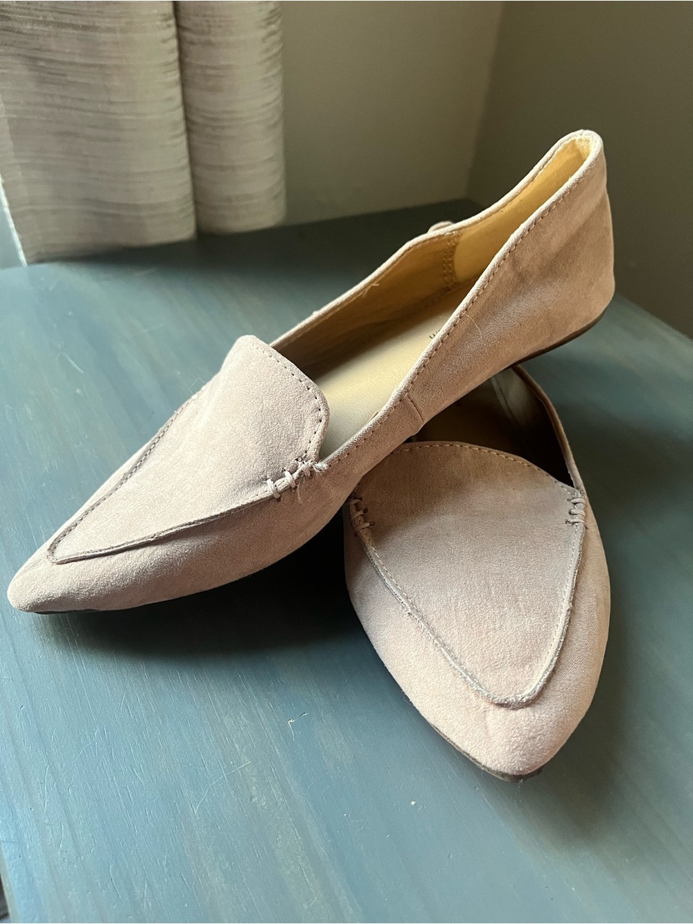 Time and Tru Pointed Toe Suede Flats in Blush